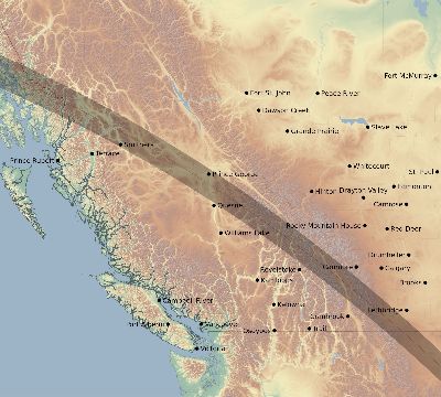 Map of the eclipse path across Canada on 08/26/2193
