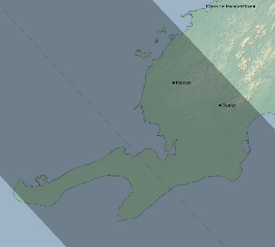 Map of the eclipse path across Cuba on 08/26/2193