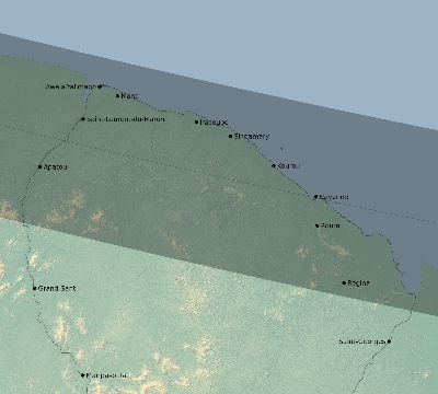 Map of the eclipse path across French Guiana on 08/26/2193