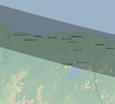 Map of the eclipse path across Suriname on 08/26/2193