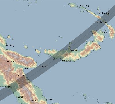 Map of the eclipse path across Papua New Guinea on 02/21/2194