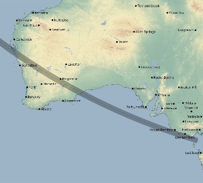 Map of the eclipse path across Australia on 08/16/2194