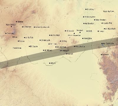 Map of the eclipse path across Sudan on 08/16/2194