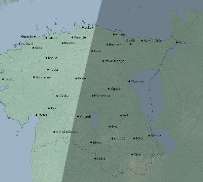 Map of the eclipse path across Estonia on 02/10/2195