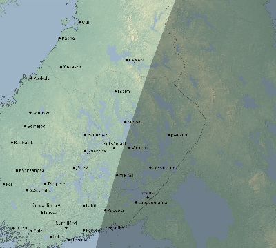 Map of the eclipse path across Finland on 02/10/2195