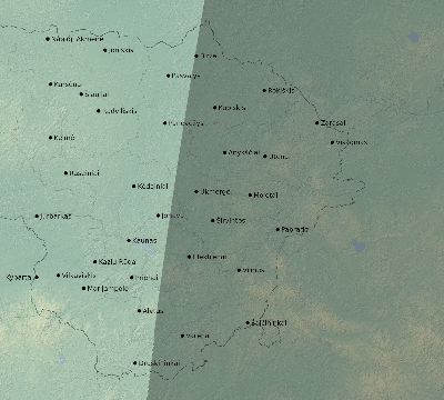 Map of the eclipse path across Lithuania on 02/10/2195