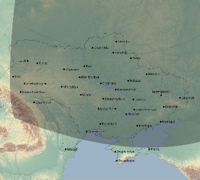 Map of the eclipse path across Ukraine on 02/10/2195