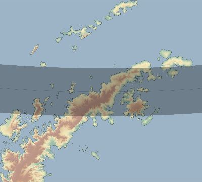 Map of the eclipse path across Antarctica on 12/19/2196