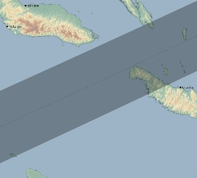 Map of the eclipse path across Solomon Islands on 12/09/2197