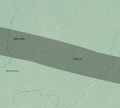 Map of the eclipse path across Belarus on 04/14/2200