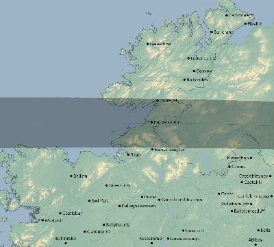 Map of the eclipse path across Ireland on 04/14/2200