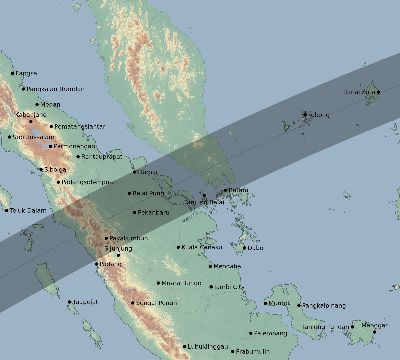 Map of the eclipse path across Indonesia on 04/04/2201