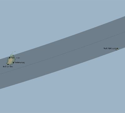 Map of the eclipse path across Mauritius on 04/04/2201