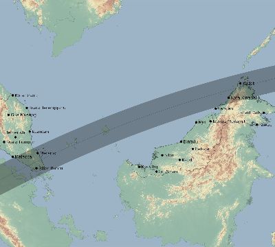 Map of the eclipse path across Malaysia on 04/04/2201