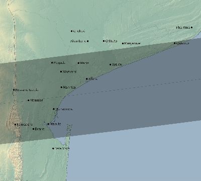 Map of the eclipse path across Mozambique on 04/04/2201