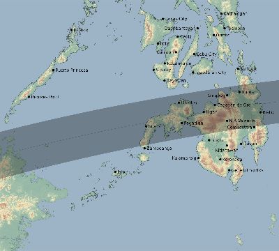 Map of the eclipse path across Philippines on 04/04/2201