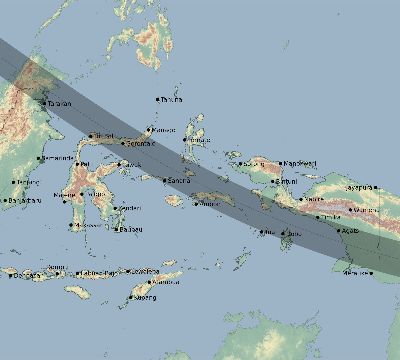 Map of the eclipse path across Indonesia on 09/28/2201