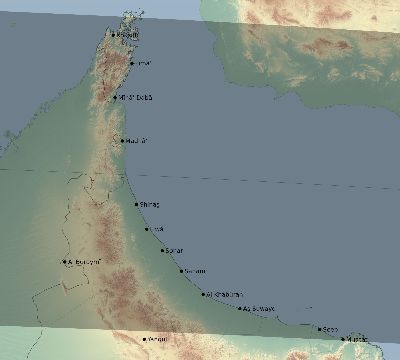 Map of the eclipse path across Oman on 09/28/2201