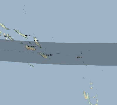 Map of the eclipse path across Solomon Islands on 09/28/2201