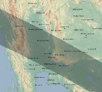 Map of the eclipse path across Thailand on 09/28/2201
