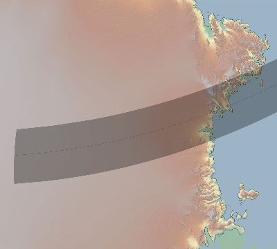 Map of the eclipse path across Antarctica on 03/24/2202