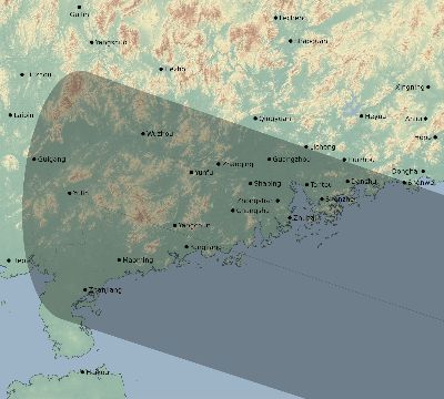 Map of the eclipse path across China on 02/02/2204