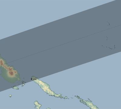 Map of the eclipse path across Solomon Islands on 07/27/2204