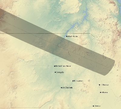 Map of the eclipse path across Sudan on 07/17/2205