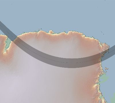 Map of the eclipse path across Antarctica on 01/10/2206