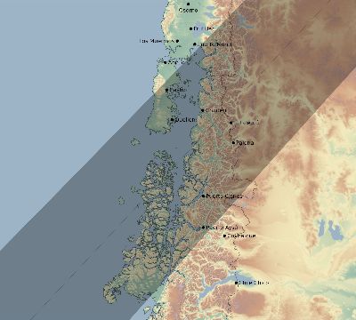 Map of the eclipse path across Chile on 05/27/2207