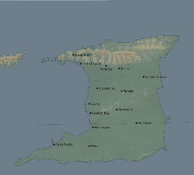 Map of the eclipse path across Trinidad and Tobago on 11/20/2207