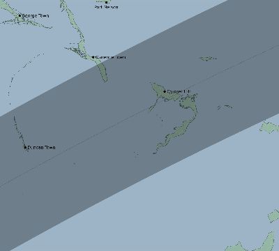 Map of the eclipse path across Bahamas on 05/15/2208
