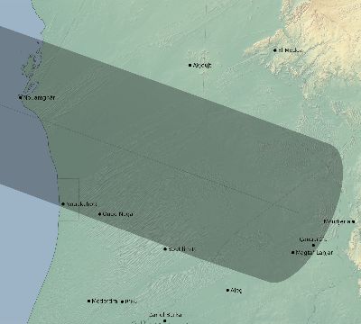 Map of the eclipse path across Mauritania on 05/15/2208