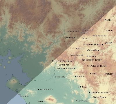 Map of the eclipse path across Nicaragua on 05/15/2208