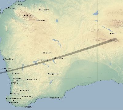 Map of the eclipse path across Australia on 11/09/2208