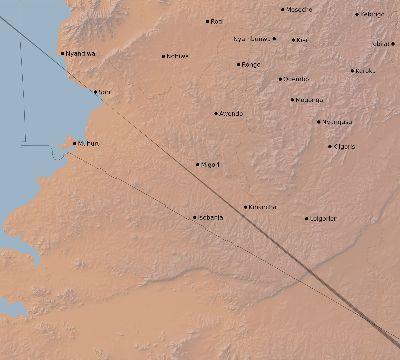 Map of the eclipse path across Kenya on 11/09/2208