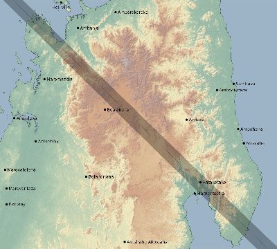 Map of the eclipse path across Madagascar on 11/09/2208