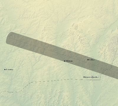 Map of the eclipse path across Mali on 11/09/2208