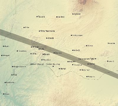 Map of the eclipse path across Niger on 11/09/2208