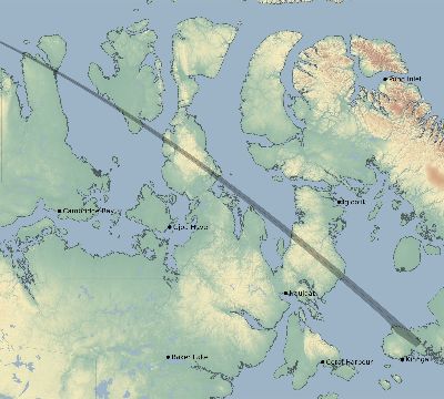 Map of the eclipse path across Canada on 05/05/2209