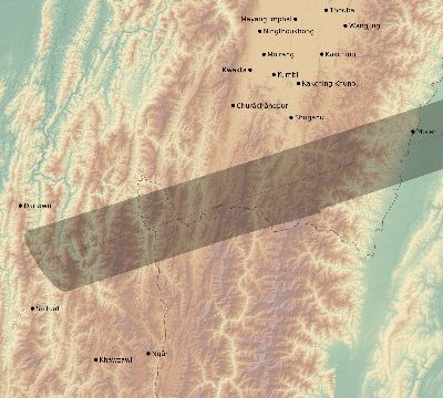 Map of the eclipse path across India on 05/05/2209
