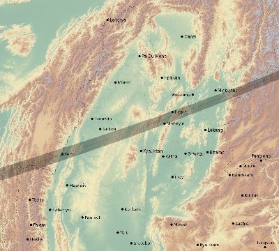 Map of the eclipse path across Myanmar on 05/05/2209