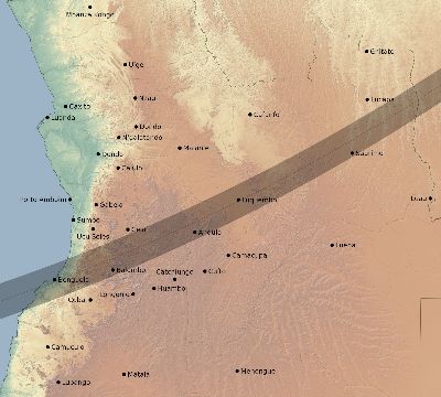Map of the eclipse path across Angola on 03/04/2212