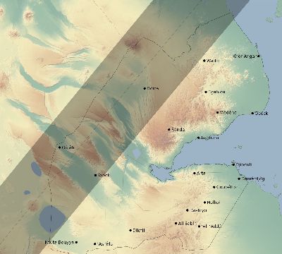 Map of the eclipse path across Djibouti on 03/04/2212