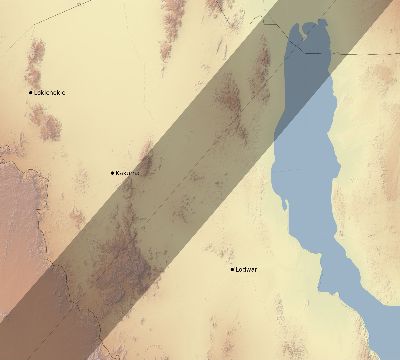 Map of the eclipse path across Kenya on 03/04/2212