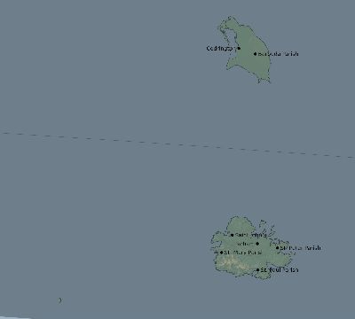 Map of the eclipse path across Antigua and Barbuda on 08/27/2212