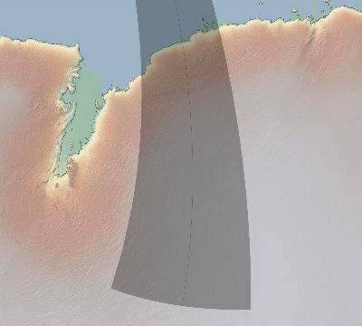 Map of the eclipse path across Antarctica on 08/17/2213