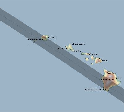 Map of the eclipse path across United States on 06/28/2215