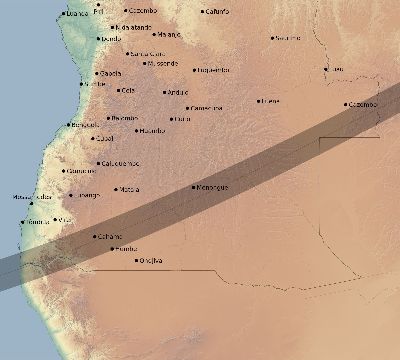 Map of the eclipse path across Angola on 12/21/2215