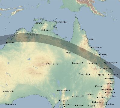 Map of the eclipse path across Australia on 06/16/2216